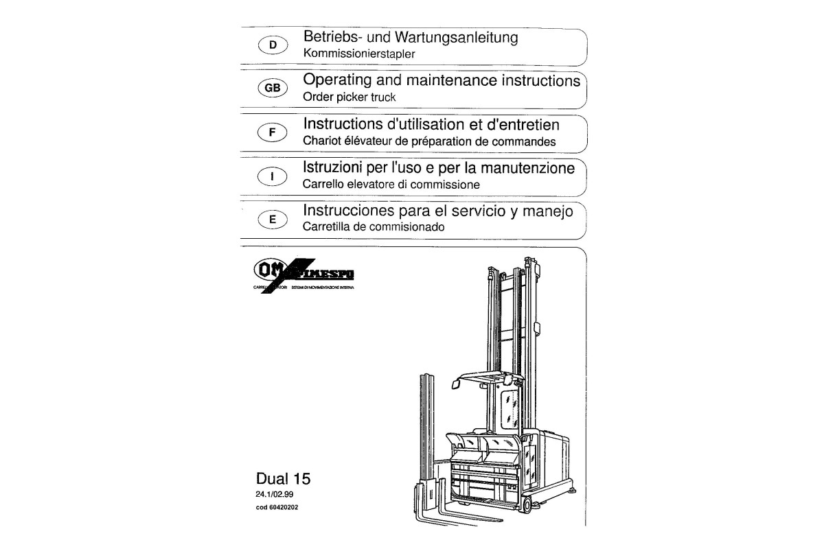 OM Pimespo Dual15 Order Picker set of Service Manuals download